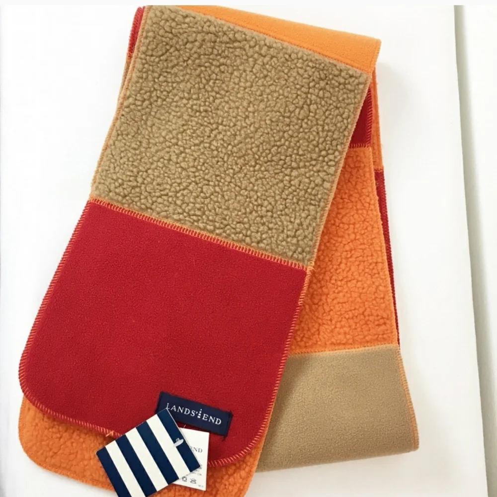 NWT Lands' End Marinac Insulated Sherpa Scarf Red Orange